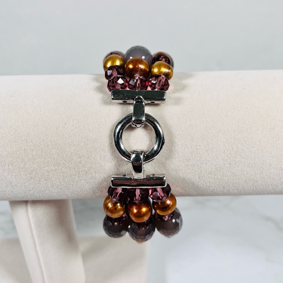 Purple and Gold Beaded Bracelet Set - Picture 3 of 7